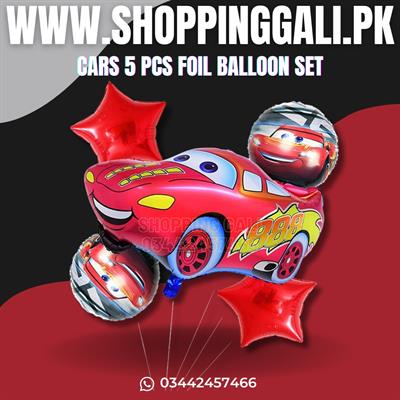 CARS THEME FOIL BALLOON SET IN RED STARS - PACK OF 5 FOIL BALLOONS - CARS FOIL BALLOONS