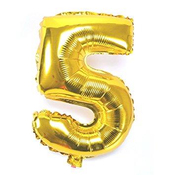 5 NUMBER FOIL BALLOON IN GOLDEN COLOR ( 16 INCH IN SIZE )