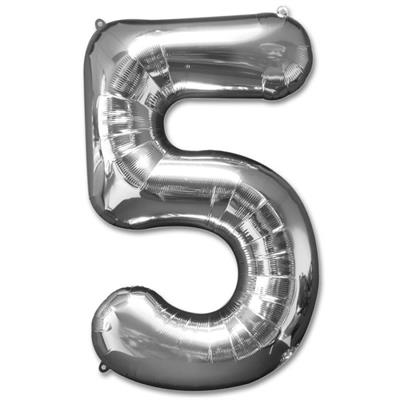 5 NUMBER FOIL BALLOON IN SILVER COLOR ( 16 INCH IN SIZE )