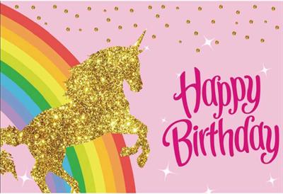 UNICORN BIRTHDAY PARTY BANNER ( 36 INCHES X 24 INCHES )