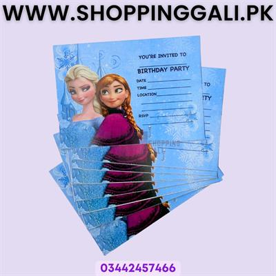Frozen Invitation Cards - 4 Inch By 3 Inch - Invitation Cards - Frozen Theme - Blue - Girls - Pack Of 8