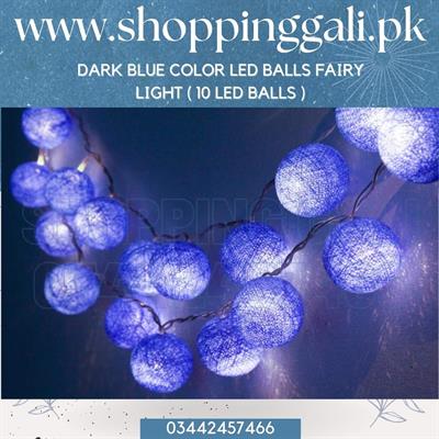 DARK BLUE LED BALLS FAIRY LIGHT BATTERY OPERATED ( 10 LED BALLS )