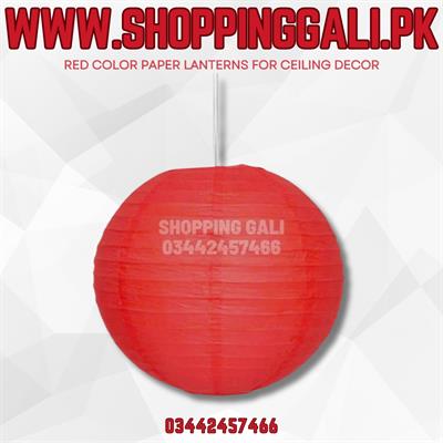 RED COLOR PAPER LANTERNS 8 INCH SIZE ( SET OF 2 PAPER LANTERNS )