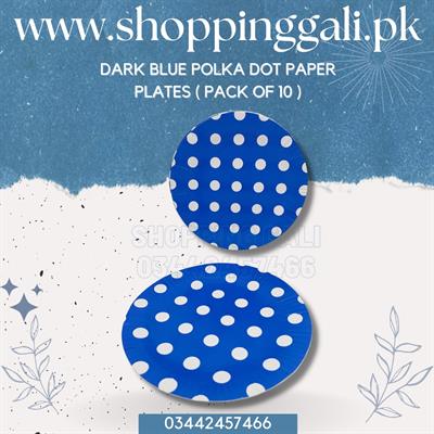 DARK BLUE POLKA DOT PAPER PLATES ( PACK OF 10 PAPER PLATES )