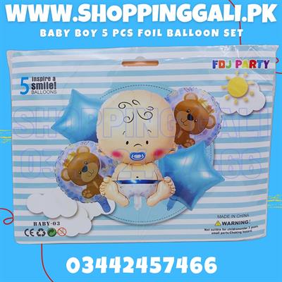 BABY BOY FOIL BALLOON SET TEDDY BEAR ( PACK OF 5 FOIL BALLOONS )