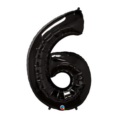 6 NUMBER FOIL BALLOON IN BLACK COLOR ( 32 INCH IN SIZE )