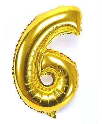 6 NUMBER FOIL BALLOON IN GOLDEN COLOR ( 16 INCH IN SIZE )