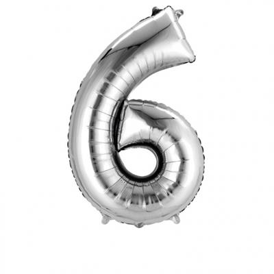 6 NUMBER FOIL BALLOON IN SILVER COLOR ( 16 INCH IN SIZE )