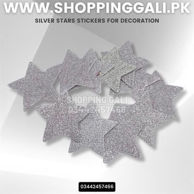 MAKE IT SHINE! 11 PACK OF 2" GLITTERY SILVER STAR STICKERS CUTOUTS