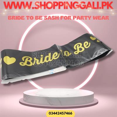 BRIDE TO BE SASH IN BLACK GOLDEN COLOR BRIDAL SHOWER PARTY WEAR SASH