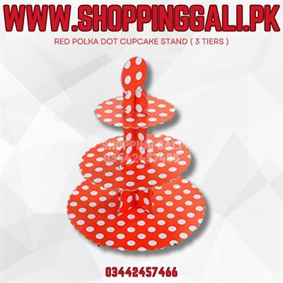 RED POLKA DOT CUPCAKE STAND 3 TIERS CUPCAKE STAND FOR TABLE DECORATION