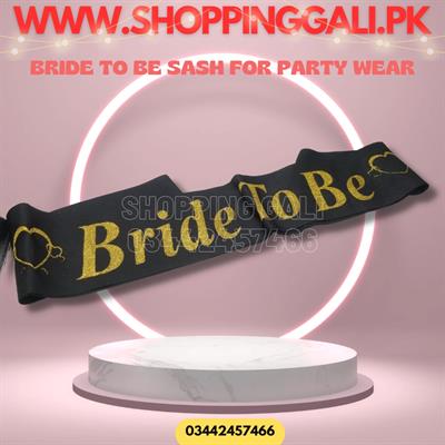 BRIDE TO BE SASH IN BLACK GOLDEN GLITTERY COLOR BRIDAL SHOWER PARTY WEAR SASH