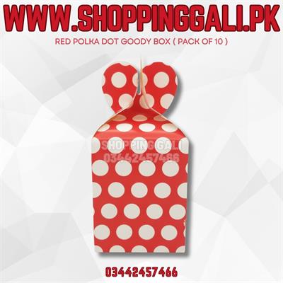 RED POLKA DOT GOODY BOXES ( PACK OF 10 GIFT BOXES )