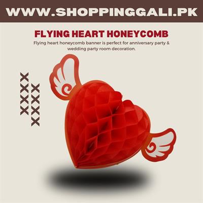 FLYING HEART HONEYCOMB RED HEART HONEYCOMB BANNER ( 20 CM IN SIZE )