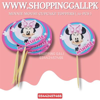 MINNIE MOUSE CUPCAKE TOPPERS ( PACK OF 10 CUPCAKE TOPPERS )