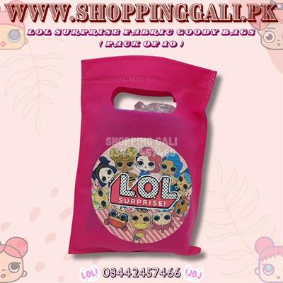 LOL SURPRISE FABRIC MATERIAL GOODY BAGS ( PACK OF 10 GIFT BAGS )