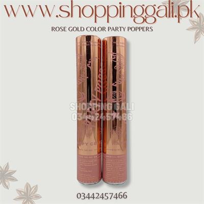 ROSE GOLD PARTY POPPERS CONFETTI FILLED 30 CM ( PACK OF TWO PARTY POPPERS )