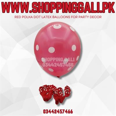 RED POLKA DOT LATEX BALLOONS PERFECT FOR PARTY DECOR ( PACK OF 25 BALLOONS )