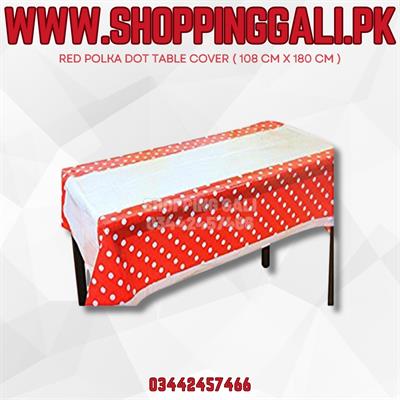 RED POLKA DOT TABLE COVER FOR TABLE DECORATION ( 108 CM X 180 CM )