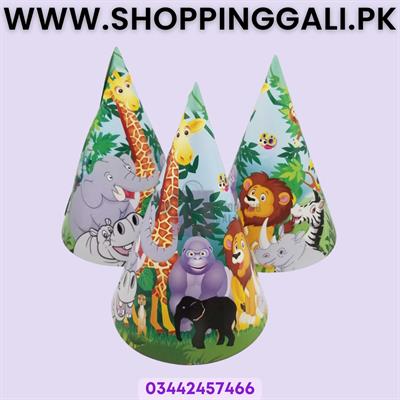 Jungle Birthday Caps - Medium Size Caps - Green Color - Pack Of 10 Birthday Caps