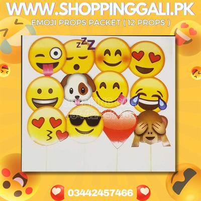 EMOJI THEME BIRTHDAY PARTY PROPS - PACK OF 12 PROPS - EMOJI PROPS