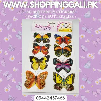 BUTTERFLY STICKERS BIG SIZE ( PACK OF 8 STICKERS )