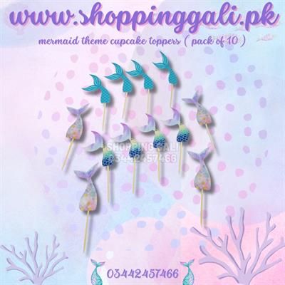 MERMAID TAIL CUPCAKE TOPPERS ( PACK OF 10 CUPCAKE TOPPERS )