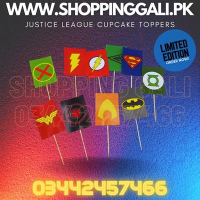 JUSTICE LEAGUE CUPCAKE TOPPERS IN SQUARE ( PACK OF 10 CUPCAKE TOPPERS )