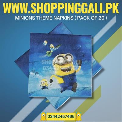 MINIONS NAPKINS IN BLUE COLOR ( PACK OF 20 TISSUE PAPER )