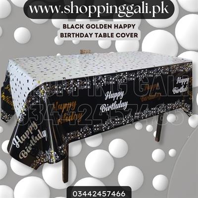 BLACK GOLDEN AND WHITE POLKA DOT TABLE COVER FOR TABLE DECORATION ( 137 CM X 183 CM )