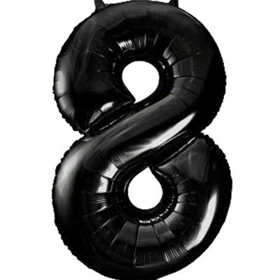 8 NUMBER FOIL BALLOON IN BLACK COLOR ( 32 INCH IN SIZE )