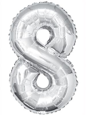 8 NUMBER FOIL BALLOON IN SILVER COLOR ( 16 INCH IN SIZE )