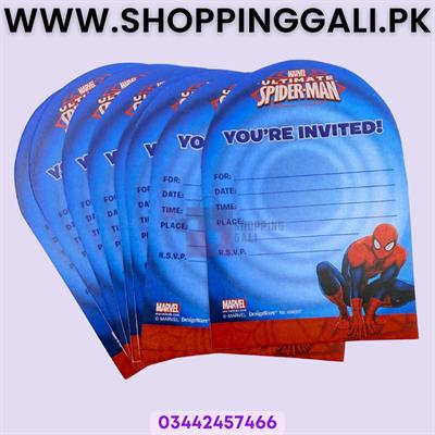 Spiderman Invitation Cards - 4 Inch By 3 Inch - Invitation Cards - Spiderman Theme - Blue - Boys - Pack Of 8