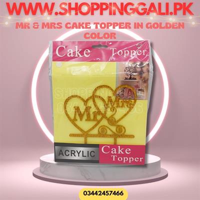 MR MRS CAKE TOPPER IN GOLDEN COLOR FOR CAKE DECORATION