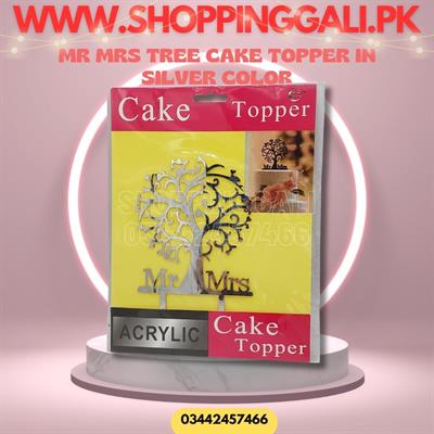 MR MRS CAKE TOPPER IN SILVER COLOR FOR CAKE DECORATION