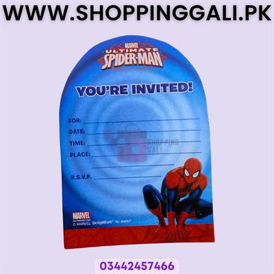 Spiderman Invitation Cards - 4 Inch By 3 Inch - Invitation Cards - Spiderman Theme - Blue - Boys - Pack Of 8