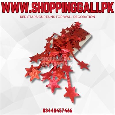 STARS FOIL CURTAINS IN RED COLOR FOR PARTY DECORATION ( 40 INCH X 78 INCH )