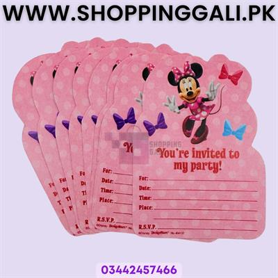 Minnie Mouse Invitation Cards - 4 Inch By 3 Inch - Invitation Cards - Minnie Mouse Theme - Pink - Girls - Pack Of 8