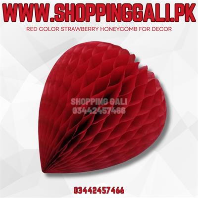 RED COLOR STRAWBERRY SHAPE HONEYCOMB FOR PARTY DECORATION ( 9 INCH IN SIZE )