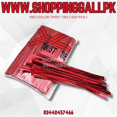 TWIST TIE FOR GIFT WRAPPING IN RED COLOR ( PACK OF 500 TWIST TIES )