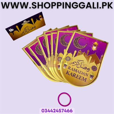 RAMADAN MUBARAK BANNER IN PINK COLOR - CARD BANNER WITH RIBBON LACE