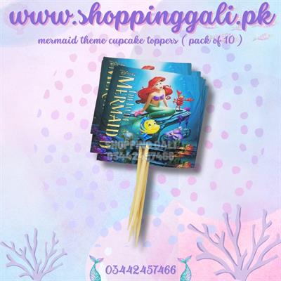 MERMAID CUPCAKE TOPPERS IN SQUARE SHAPE ( PACK OF 10 CUPCAKE TOPPERS )