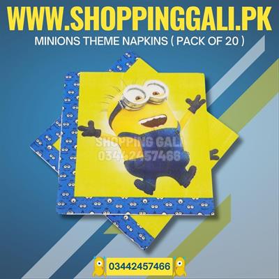 MINIONS NAPKINS IN YELLOW COLOR ( PACK OF 20 TISSUE PAPER )