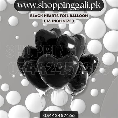 BLACK HEART FOIL BALLOONS ( PACK OF 5 HEARTS FOIL BALLOON )