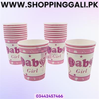 A LITTLE BABY GIRL PAPER CUPS - PACK OF 10 PAPER CUPS - BABY GIRL THEME CUPS