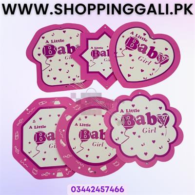 A LITTLE BABY GIRL CUTOUTS FOR PARTY DECORATION - PACK OF 6 BABY GIRL THEME HANGING CUTOUTS