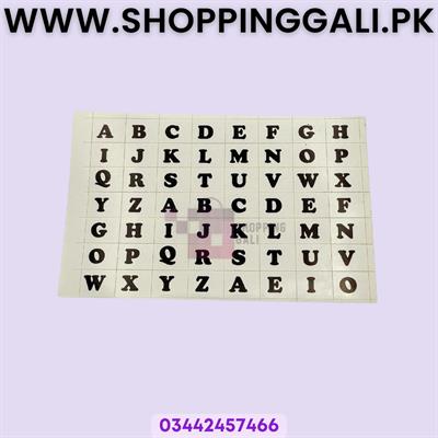 Alphabet Stickers - 5 Inch By 3 Inch - White And Black Color - Pack Of 14 Cards