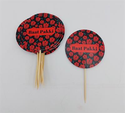 BAAT PAKKI CUPCAKE TOPPERS IN RED COLOR - PACK OF 10 CUPCAKE TOPPERS