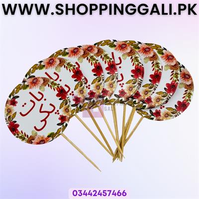 BAAT PAKKI CUPCAKE TOPPERS IN RED COLOR - PACK OF 10 CUPCAKE TOPPERS