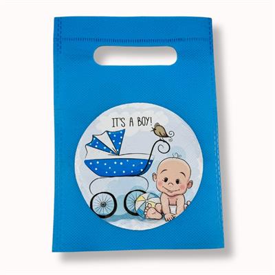 BABY BOY FABRIC MATERIAL GOODY BAGS ( PACK OF 10 GIFT BAGS )